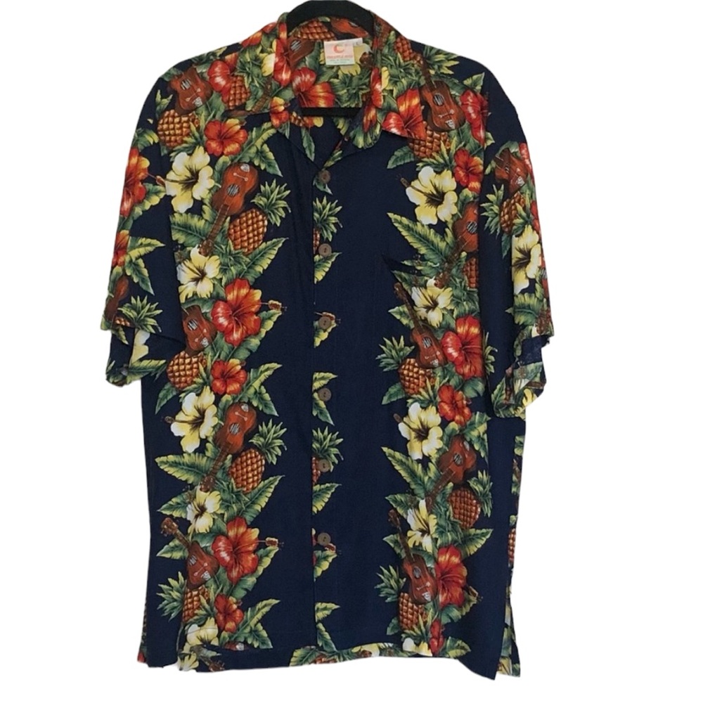 Pineapple Moon Vintage Hawaiian Shirt Sz L